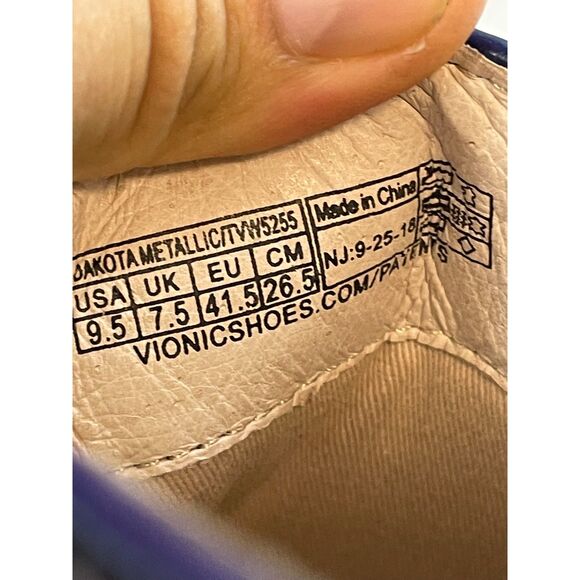 Vionic Dakota Women's Mule Clog Slip-On Metallic Leather 9.5 Blue Comfort Shoes - Picture 7 of 9